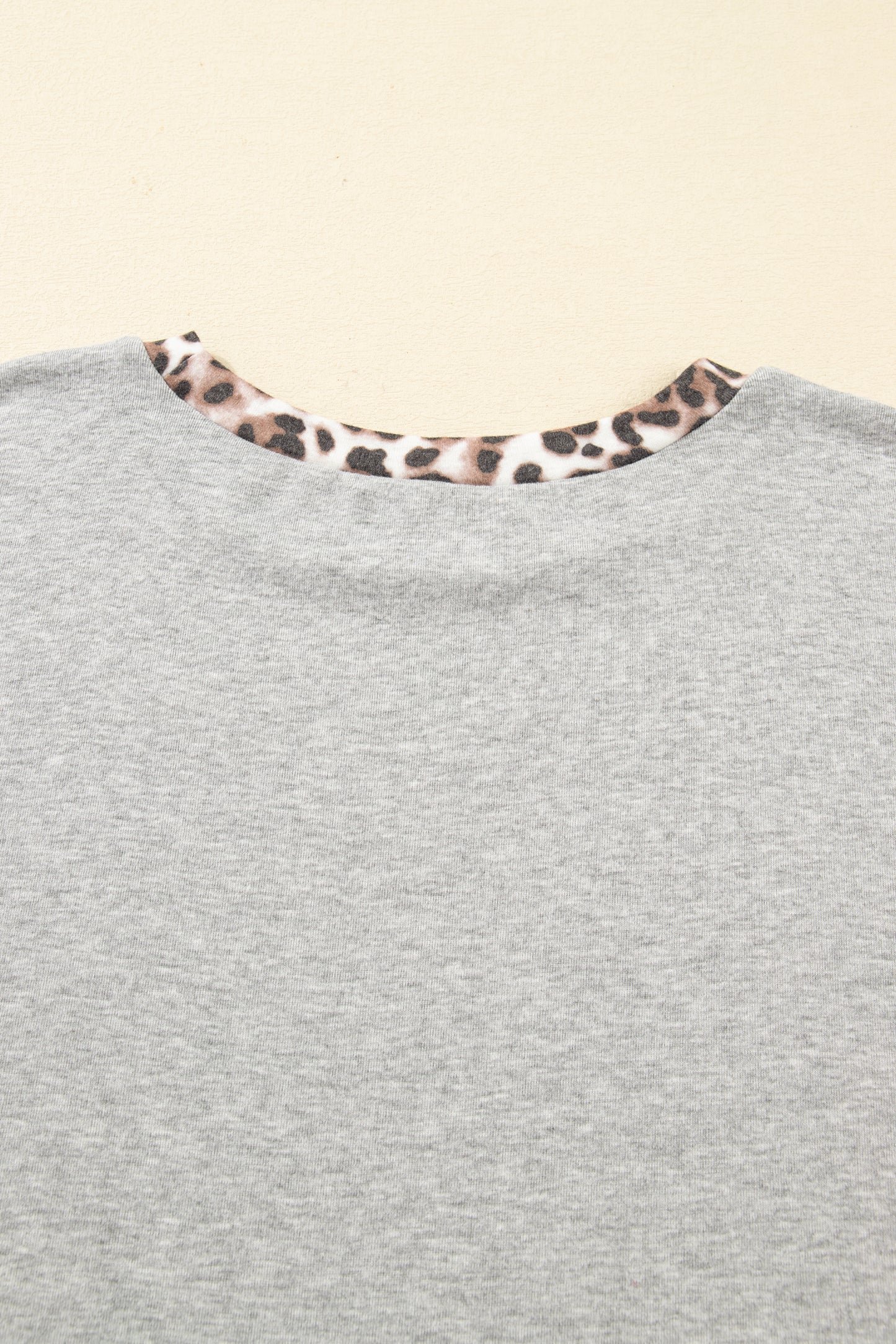 Gray Plus Size Leopard Color Block Patchwork Dolman Sweatshirt