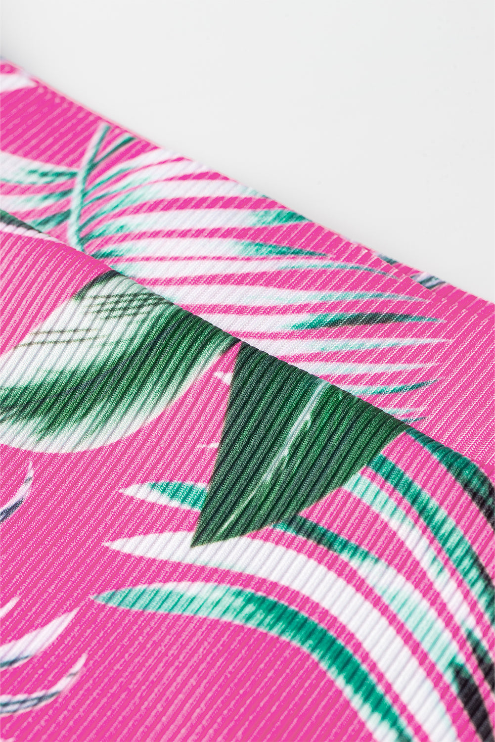 Rose Tropical Print Textured Bikini Bottoms BOTTOMS ONLY