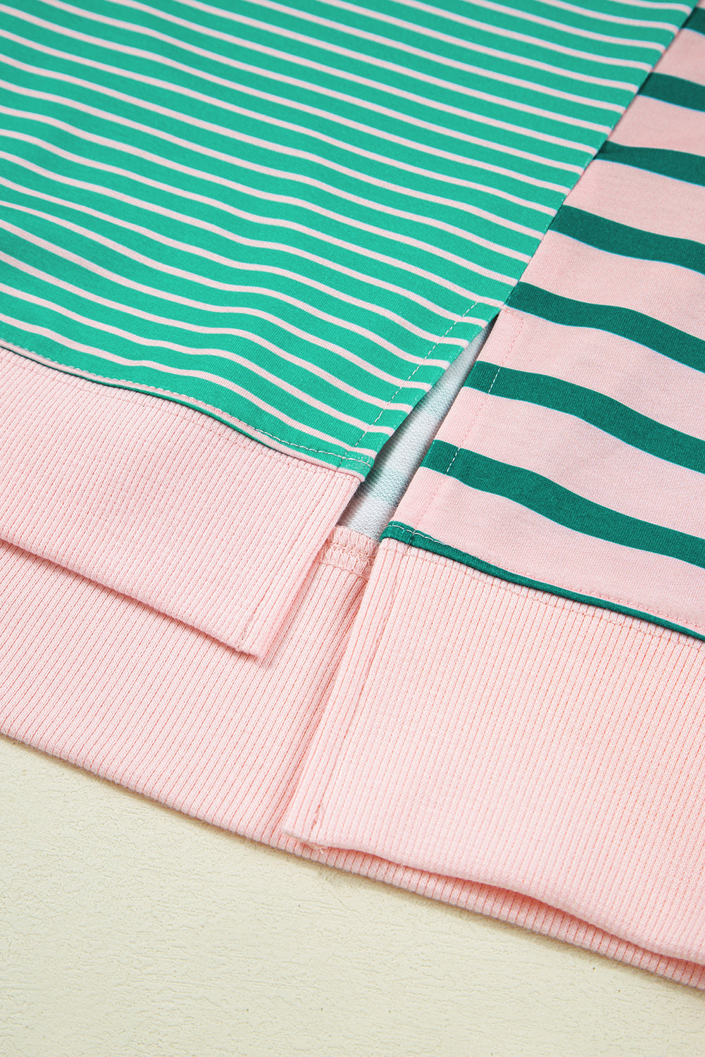 Green Stripe Colorblock Plus Size Sweatshirt