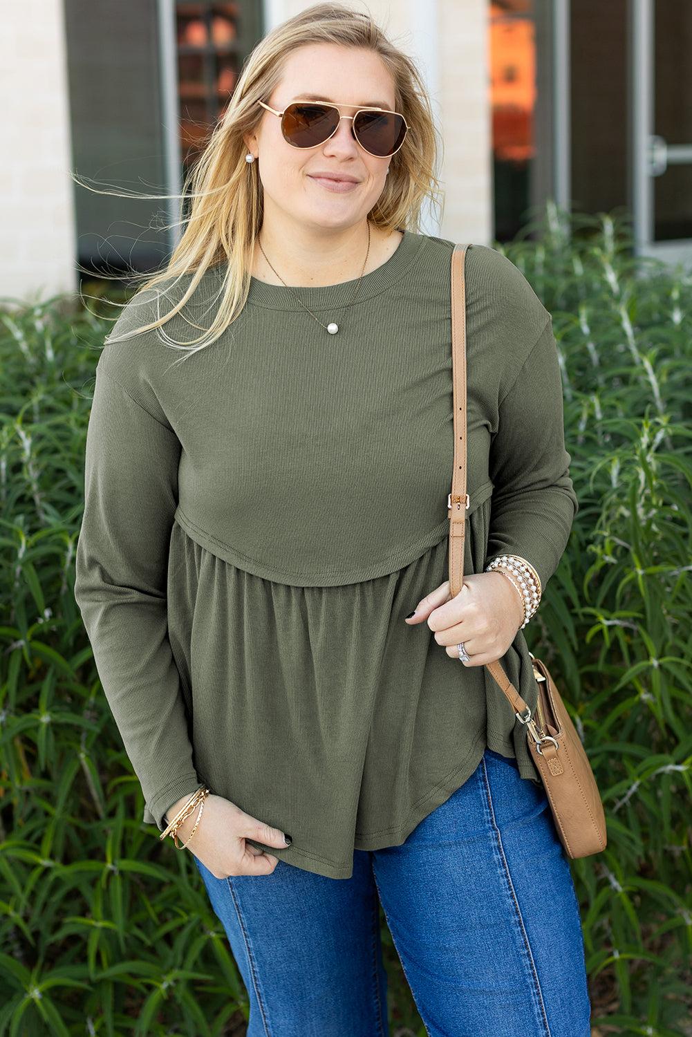 Mist Green Knitted Babydoll PLUS