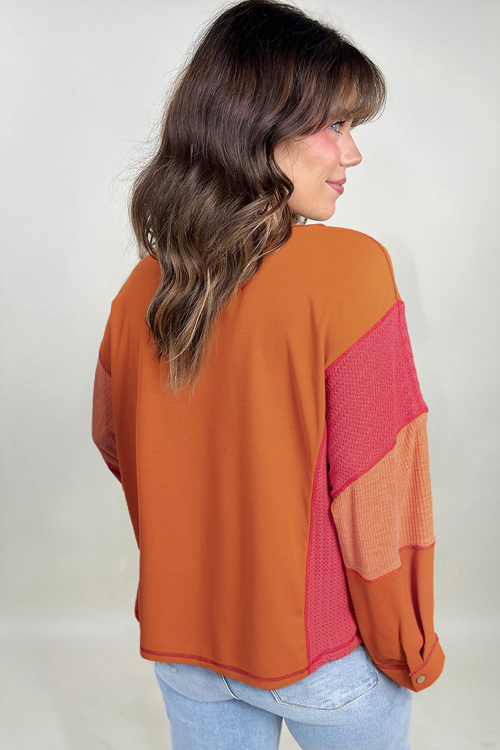 Textured Color Block Patchwork Top