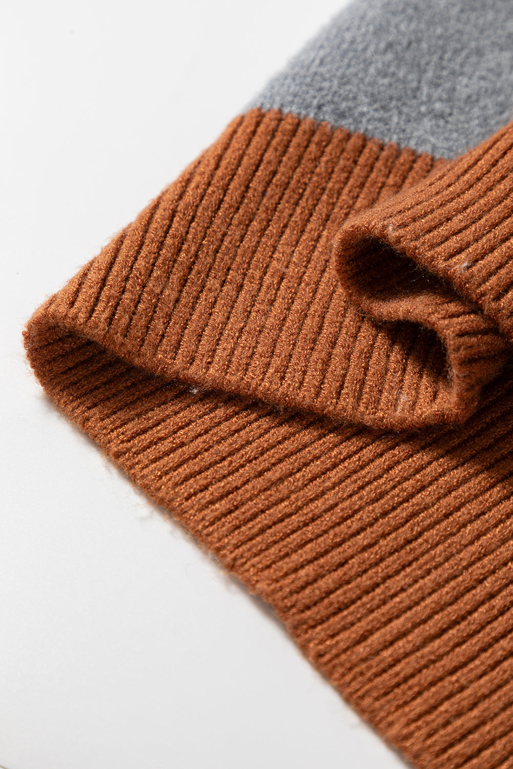 Brown Plus Size Checkered Crewneck Sweater