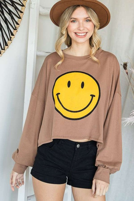 All Smiles Cropped Long Sleeve Top