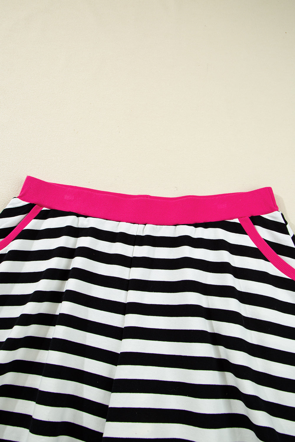 Black Stripe Color Block Edge Pullover and Shorts PLus Size Set