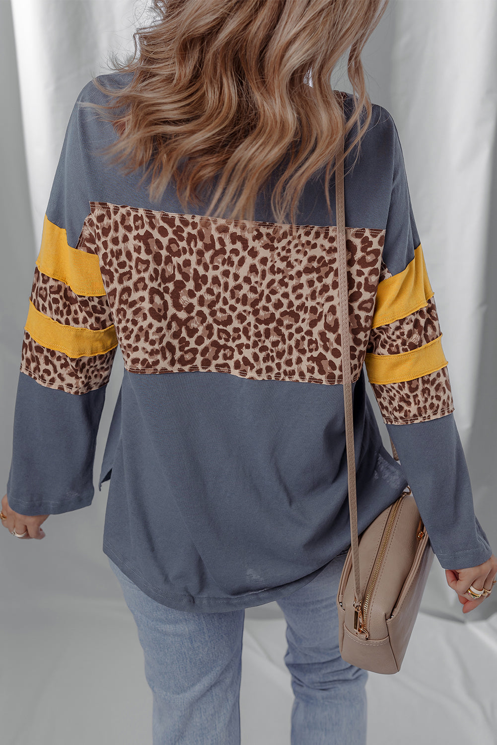 Dark Blue Leopard Long Sleeve Top