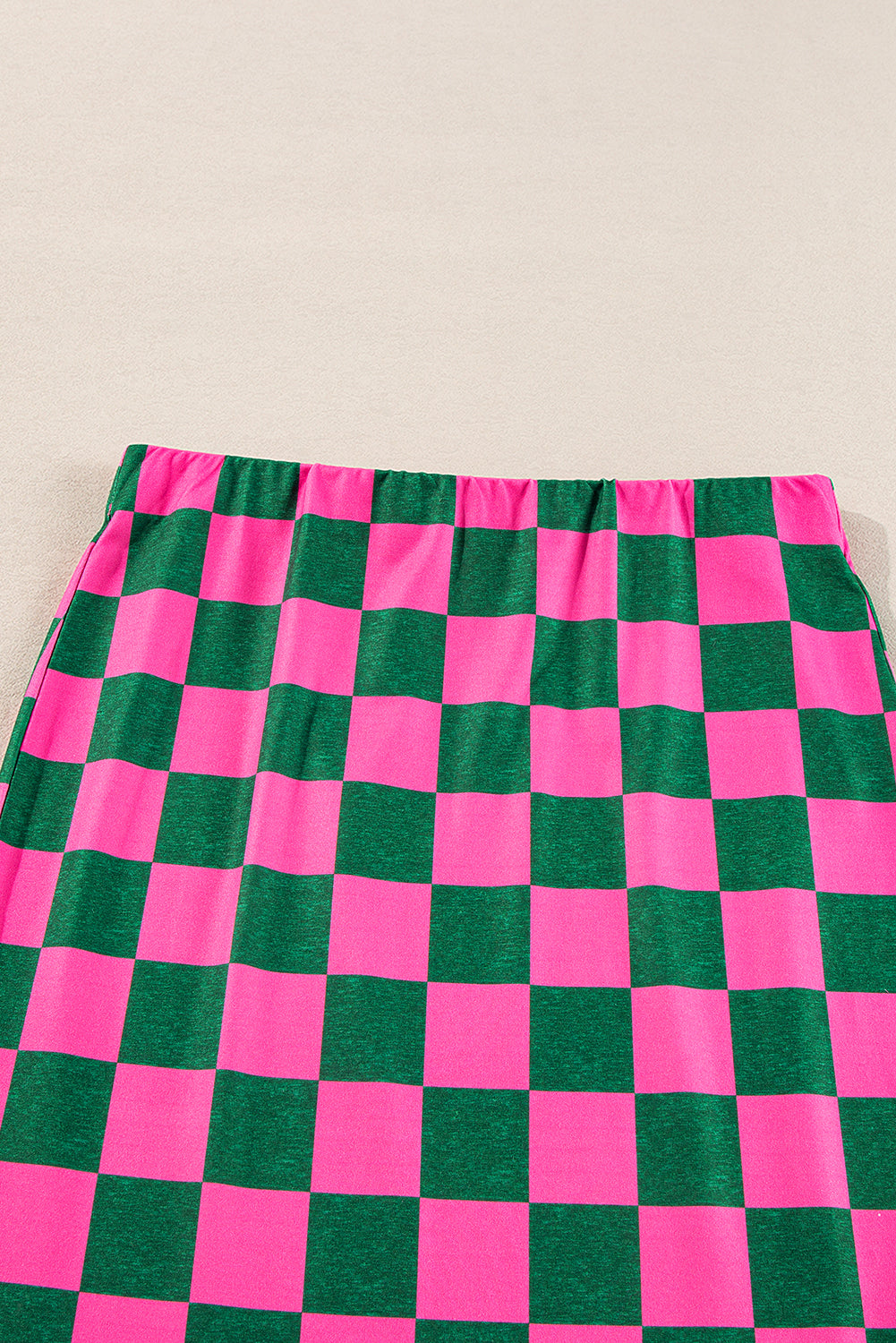 Rose Checkered High Waist Midi Skirt