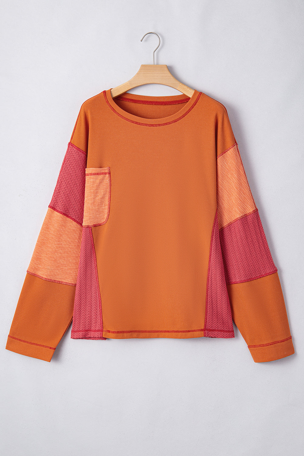 Textured Color Block Patchwork Top