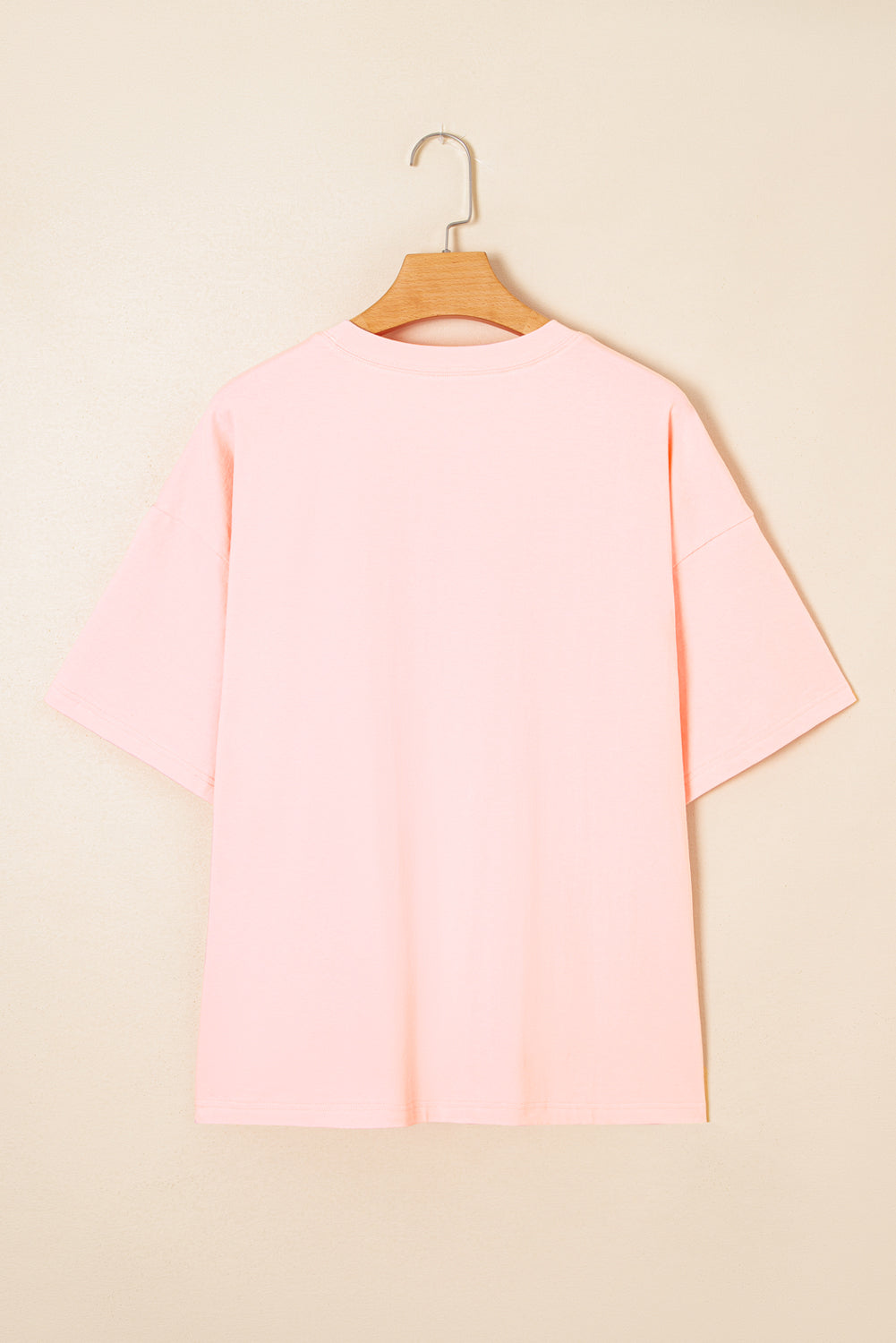 Light Pink Eyelet Lace Star Applique Plus Size T Shirt