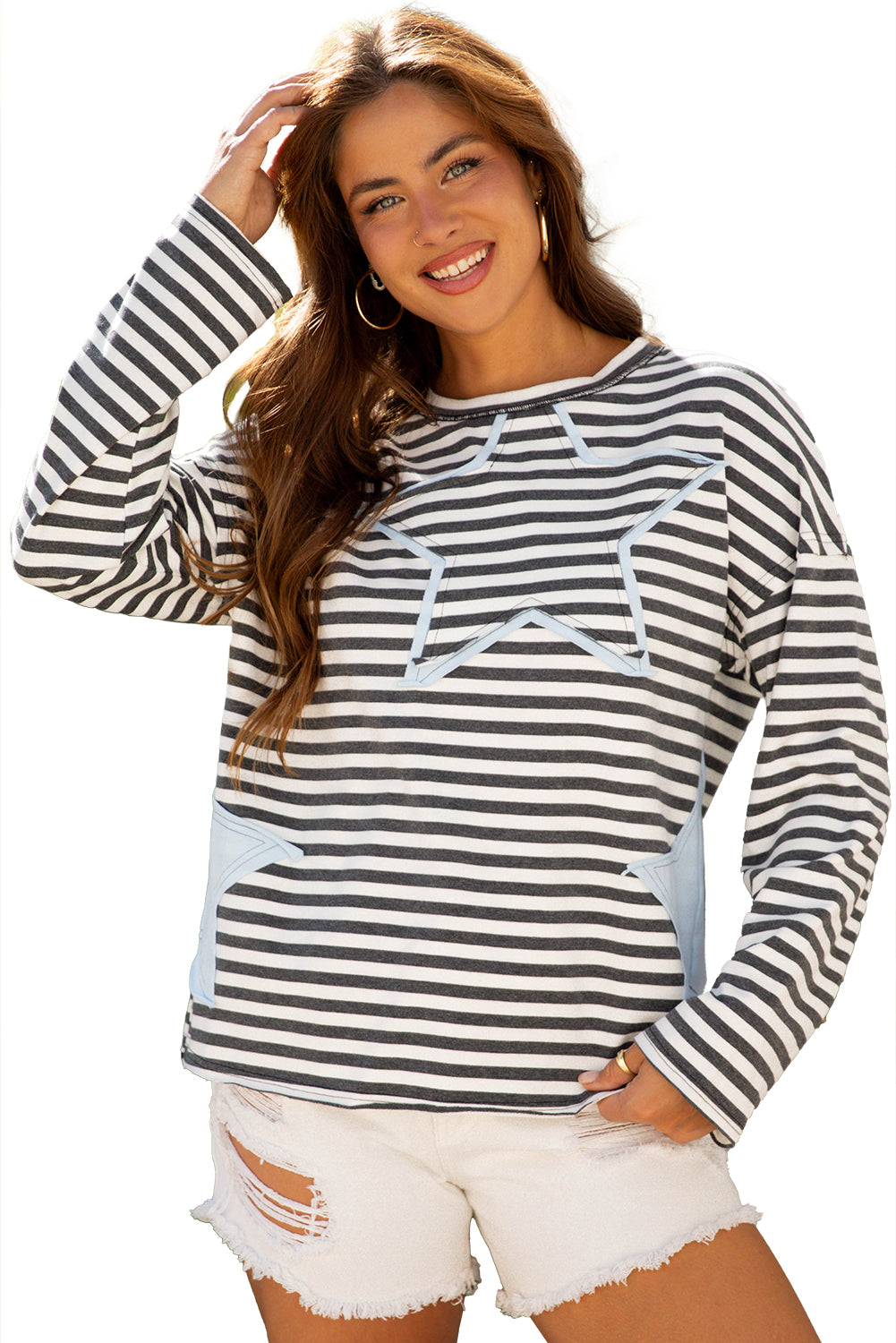 Starry Raw Edge Casual Knit Top