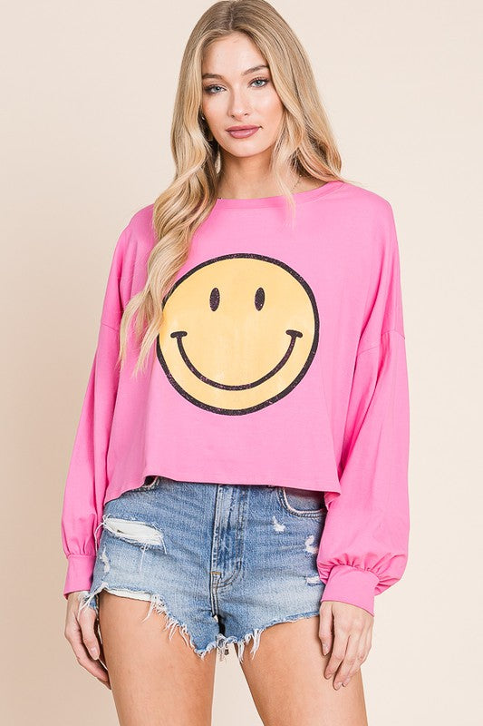 All Smiles Cropped Long Sleeve Top
