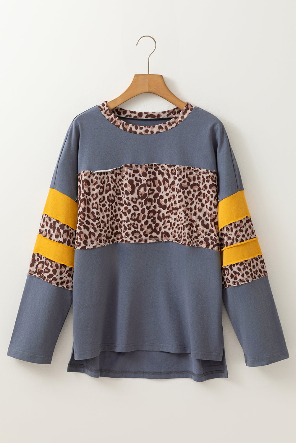 Dark Blue Leopard Long Sleeve Top