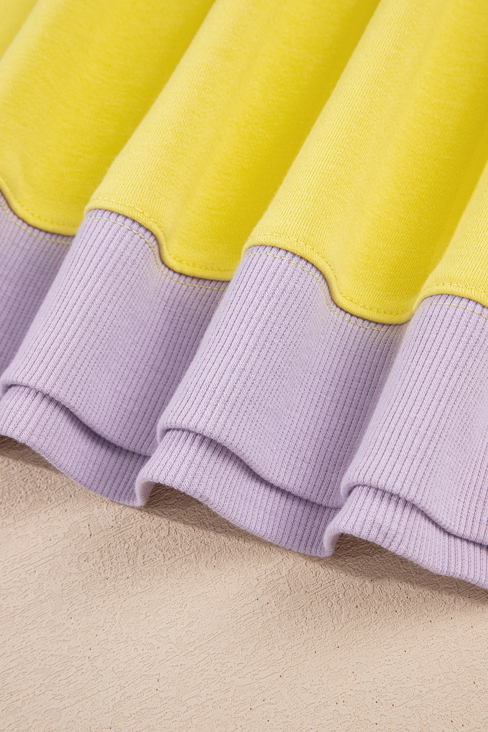 Yellow Striped Colorblock Plus Size Pullover Sweatshirt