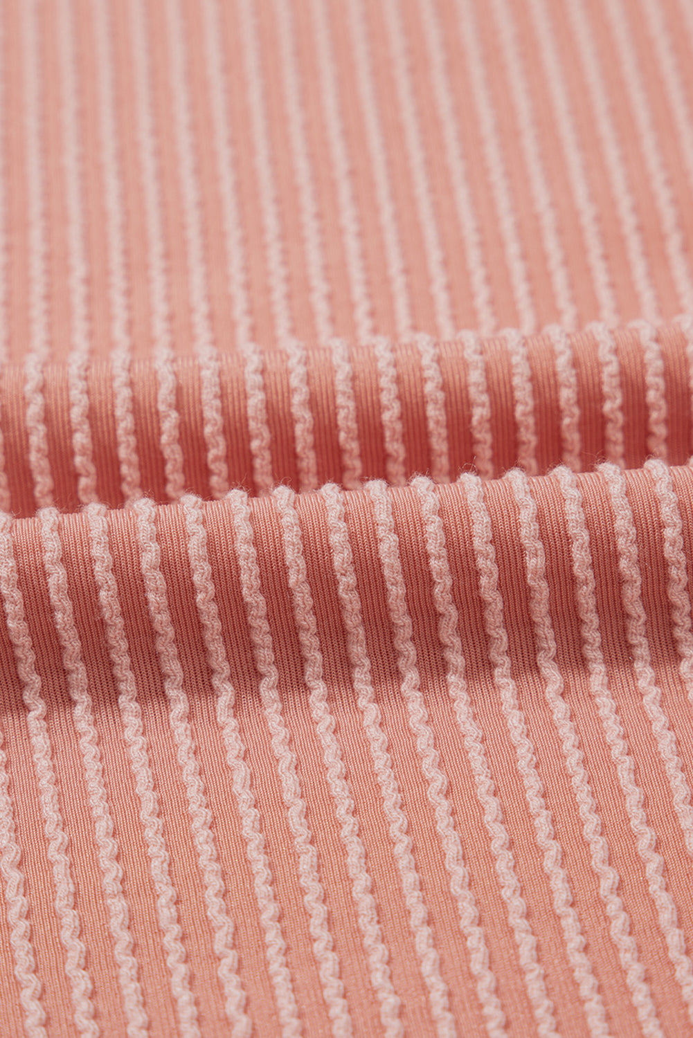 Dusty Pink Corded Knit Textured Patched Pocket Frilled Swing Mini Dress with Pockets