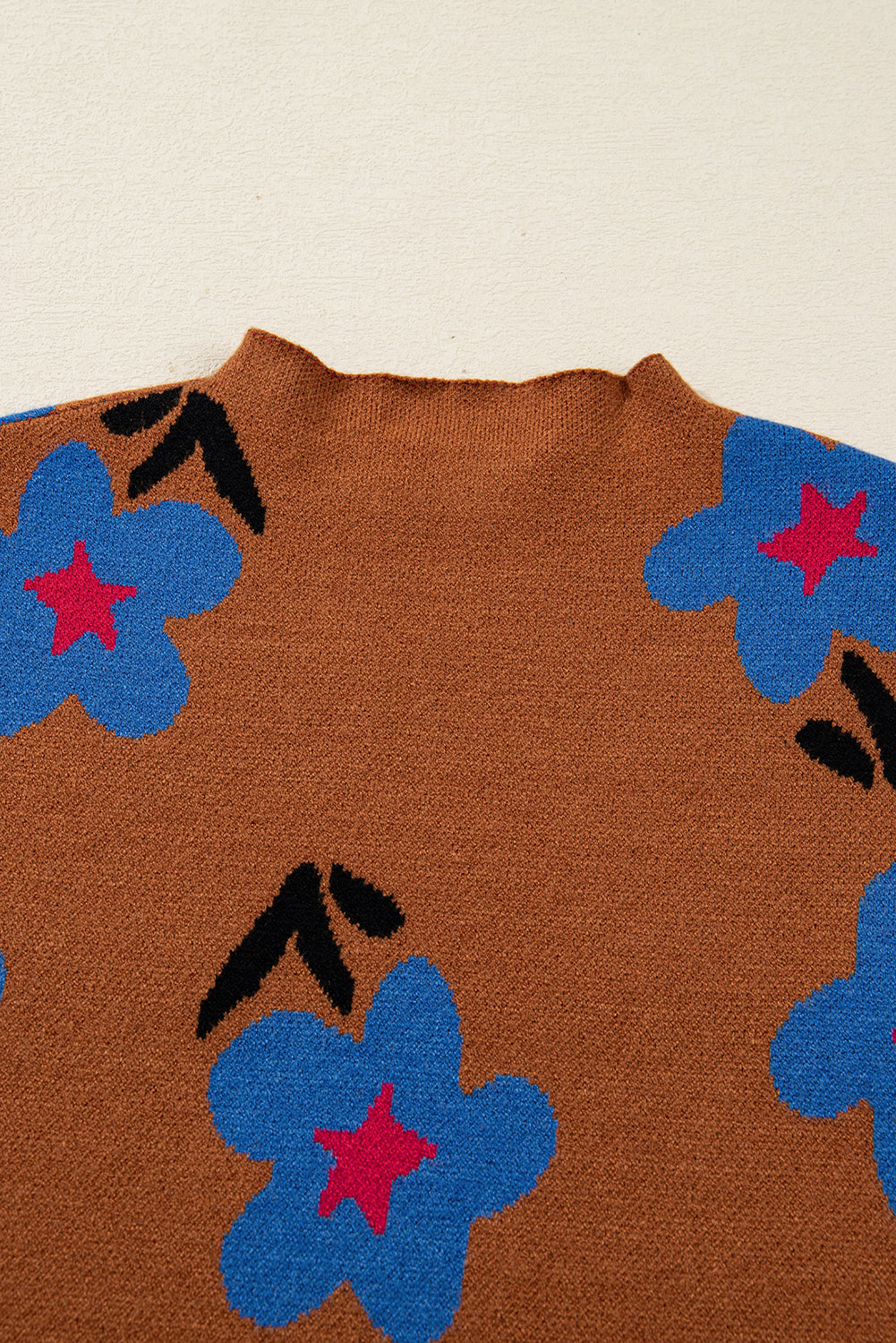 Chestnut Floral High Neck Sweater Vest