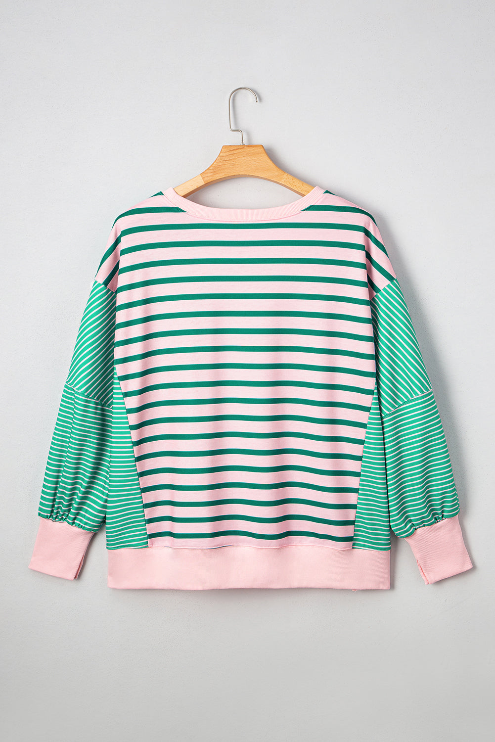 Green Stripe Colorblock Plus Size Sweatshirt