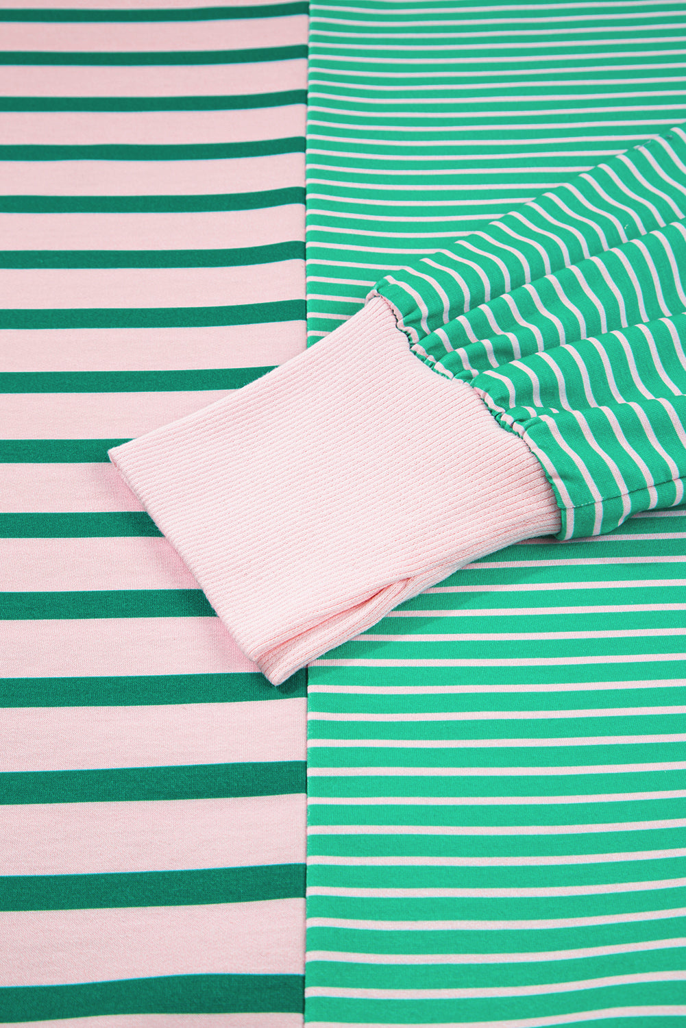 Green Stripe Colorblock Plus Size Sweatshirt