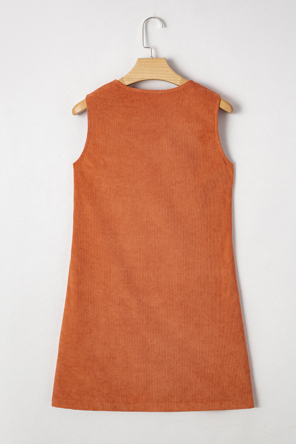 Corduroy Embroidered Pocket Shift Mini Dress