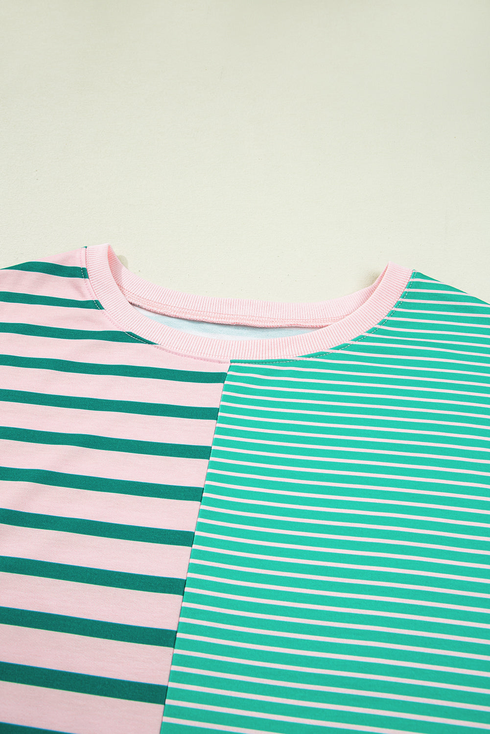 Green Stripe Colorblock Plus Size Sweatshirt