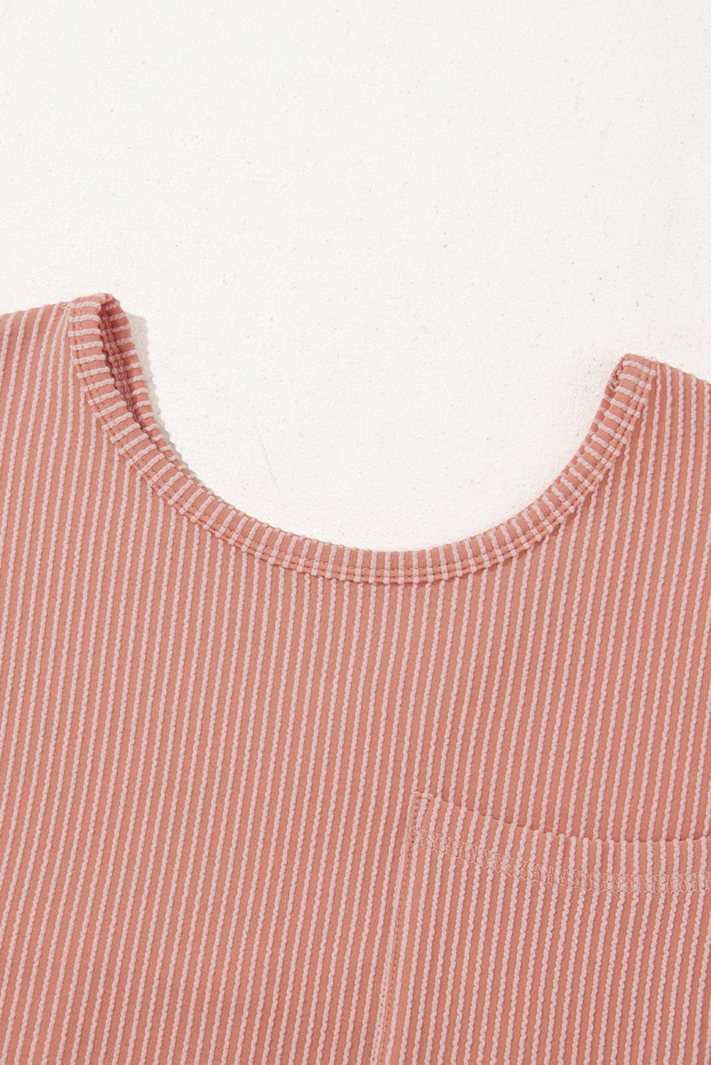 Dusty Pink Corded Knit Textured Patched Pocket Frilled Swing Mini Dress with Pockets