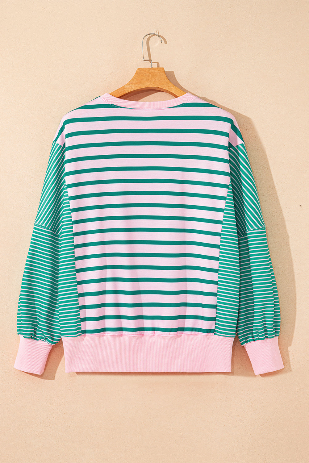 Green Stripe Colorblock Sweatshirt