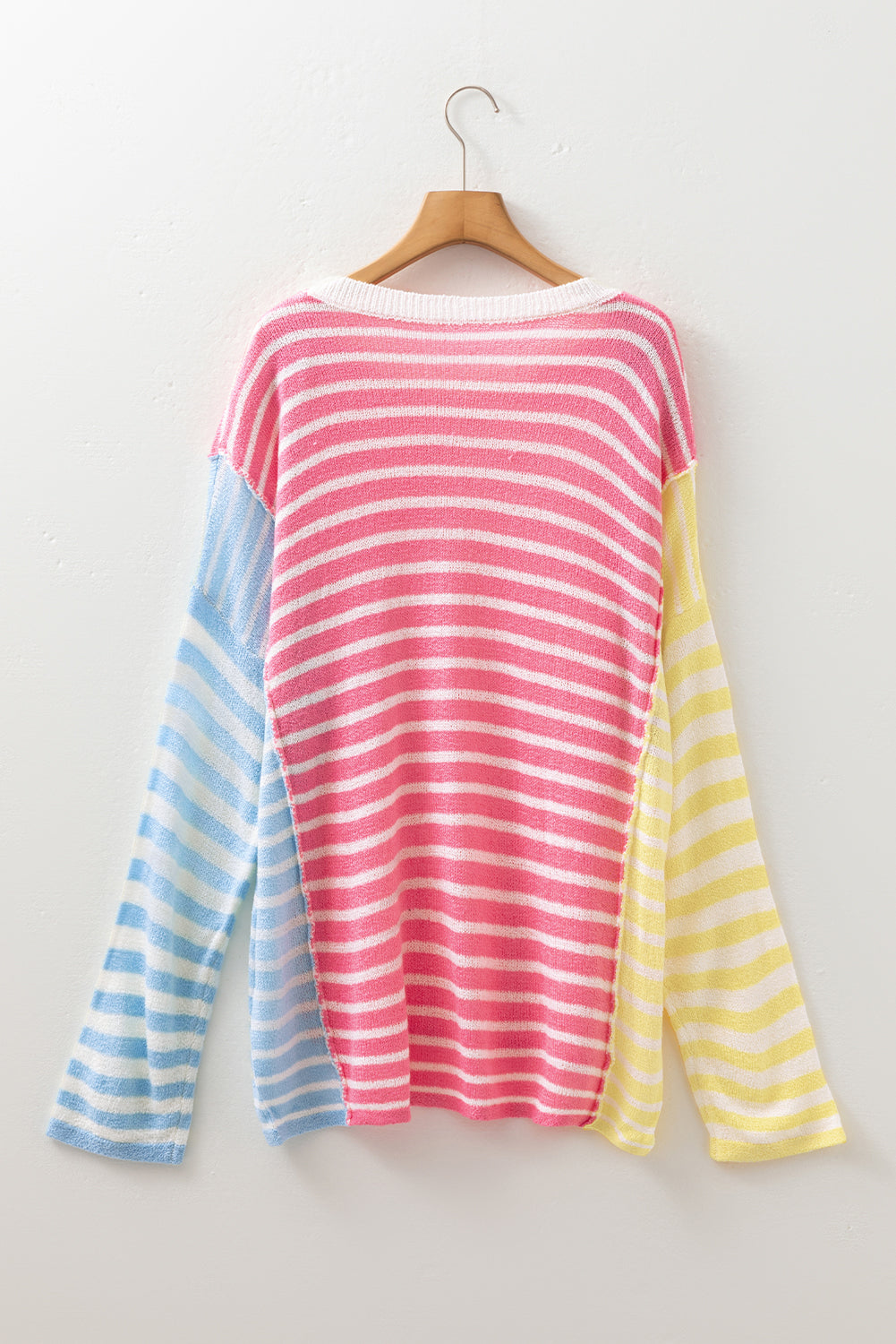 Multicolor Exposed Seam Plus Size Sweater