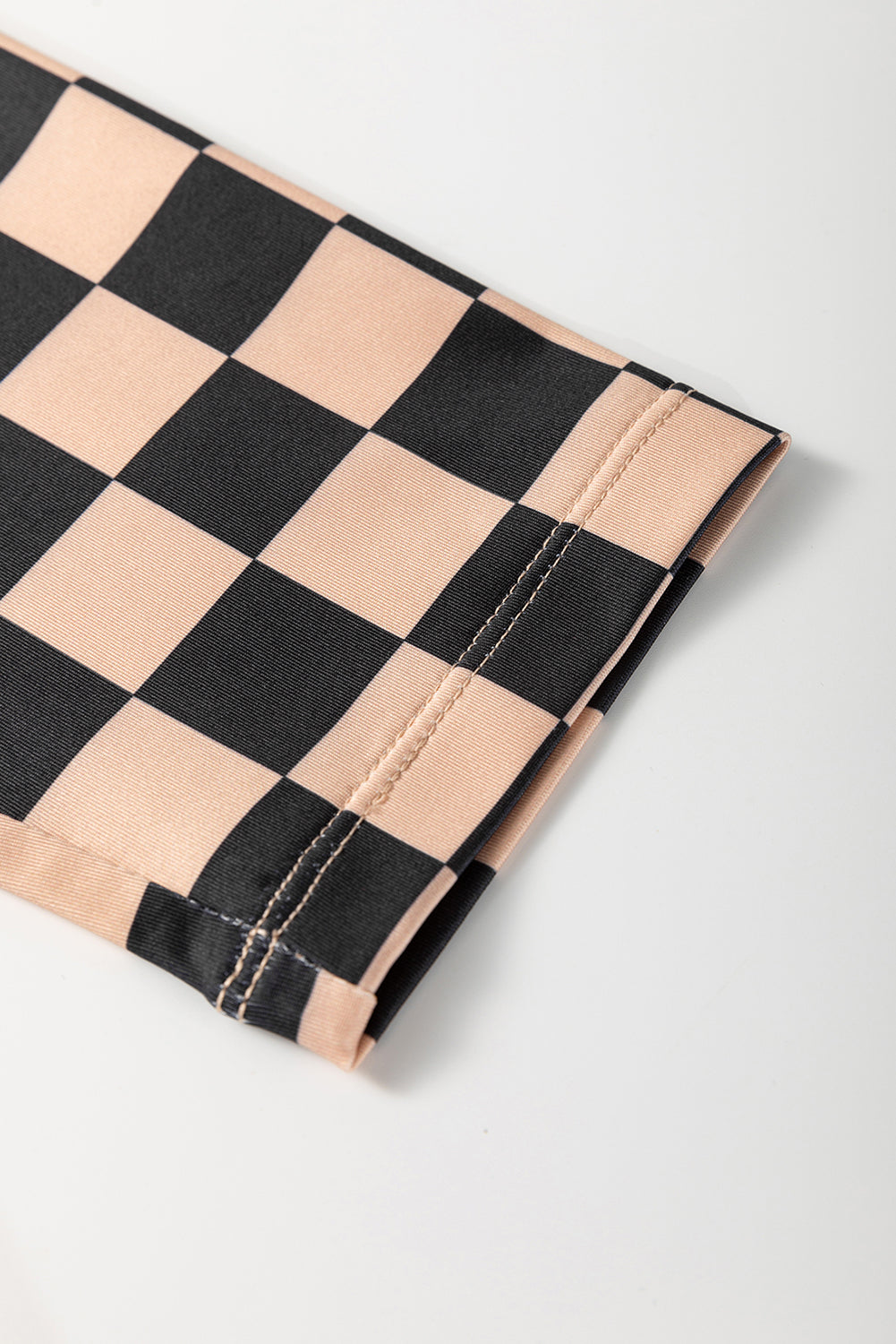 Khaki Checkered Pattern High Waist Leggings