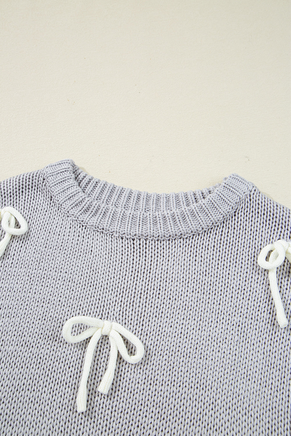 Bowknot Appliqué Cap Sleeve Sweater