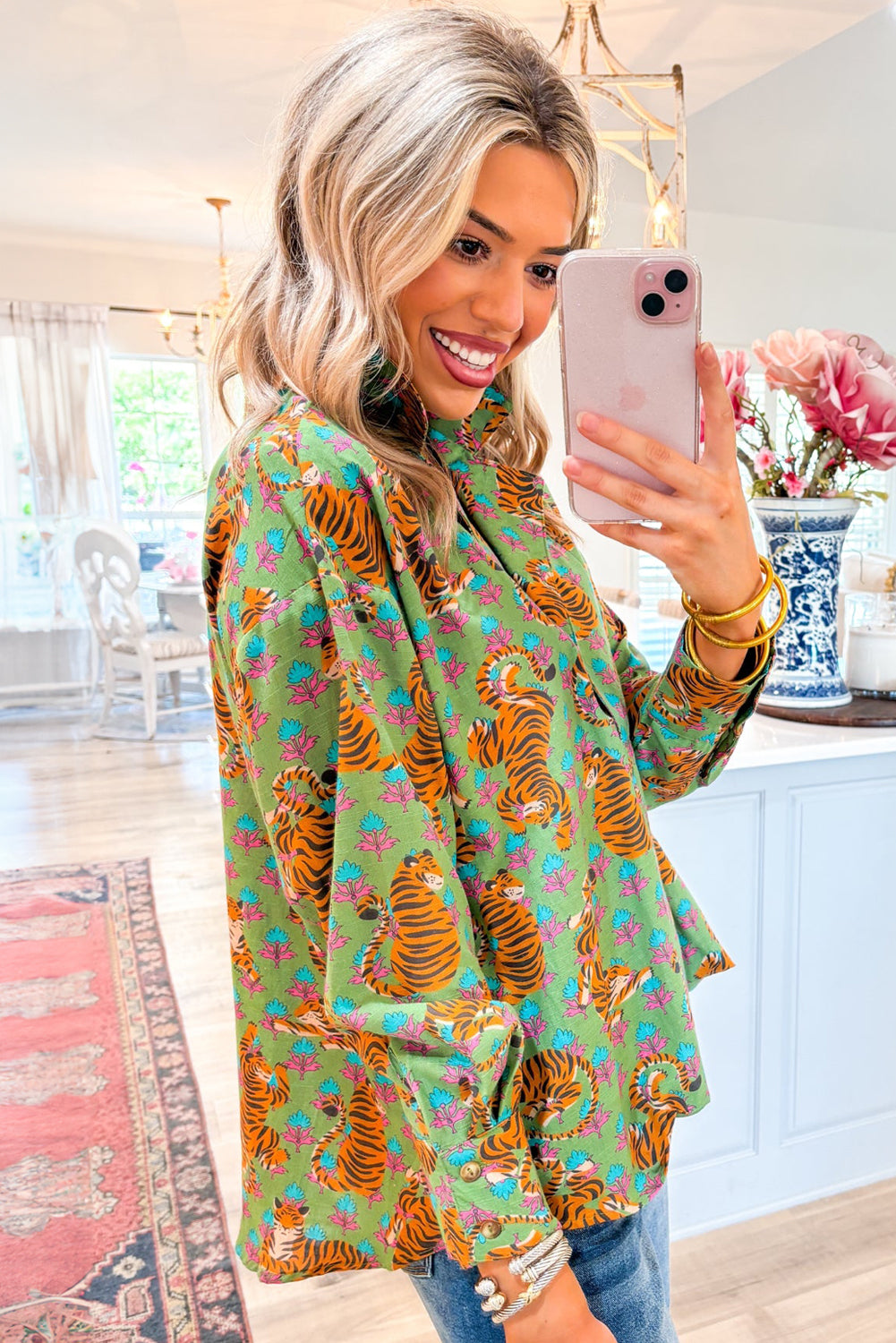Tiger Floral Printed Shirt