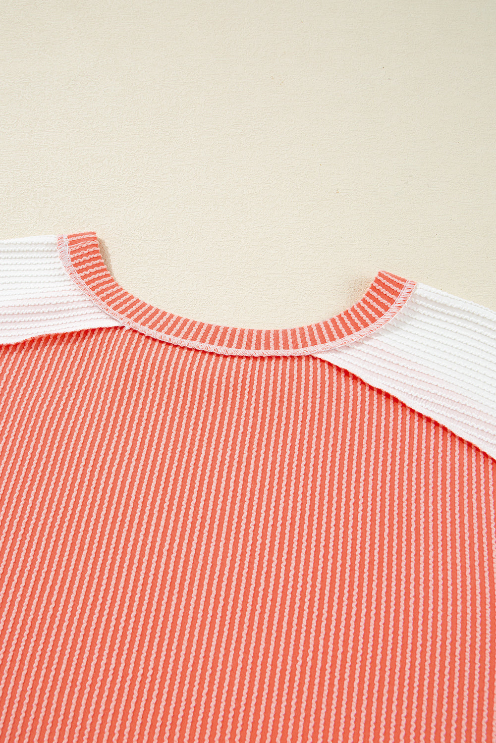 Carrot Twist Rib Colorblock Hi Low Plus Size Short Sleeve Top