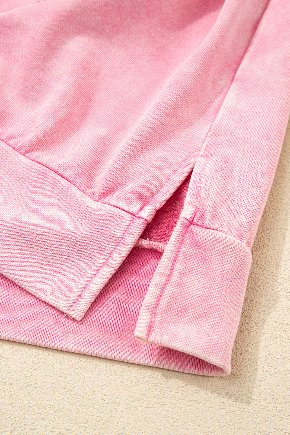Bright Pink Mineral Wash Big Bow Patchwork Pullover Sweatshirt