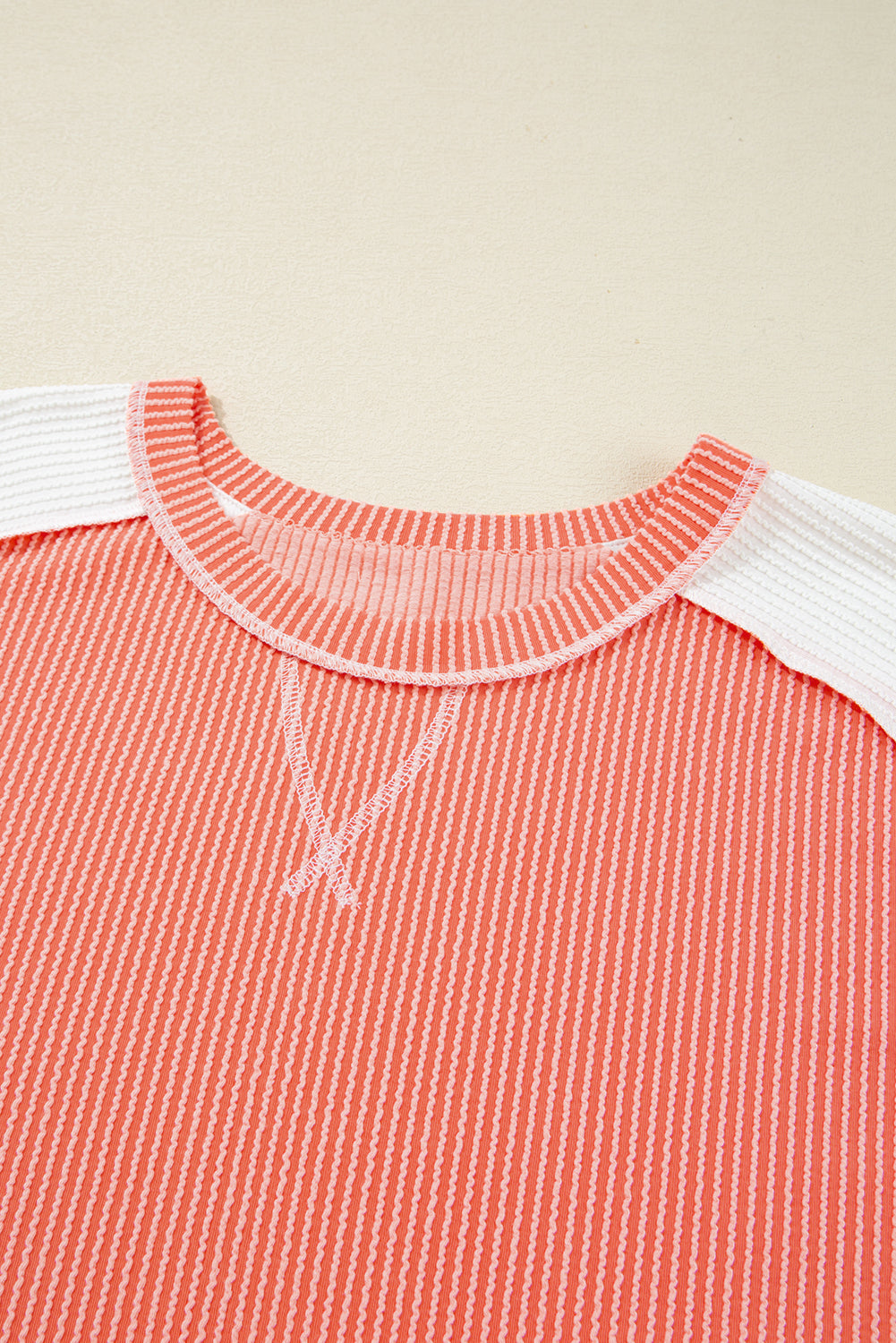 Carrot Twist Rib Colorblock Hi Low Plus Size Short Sleeve Top