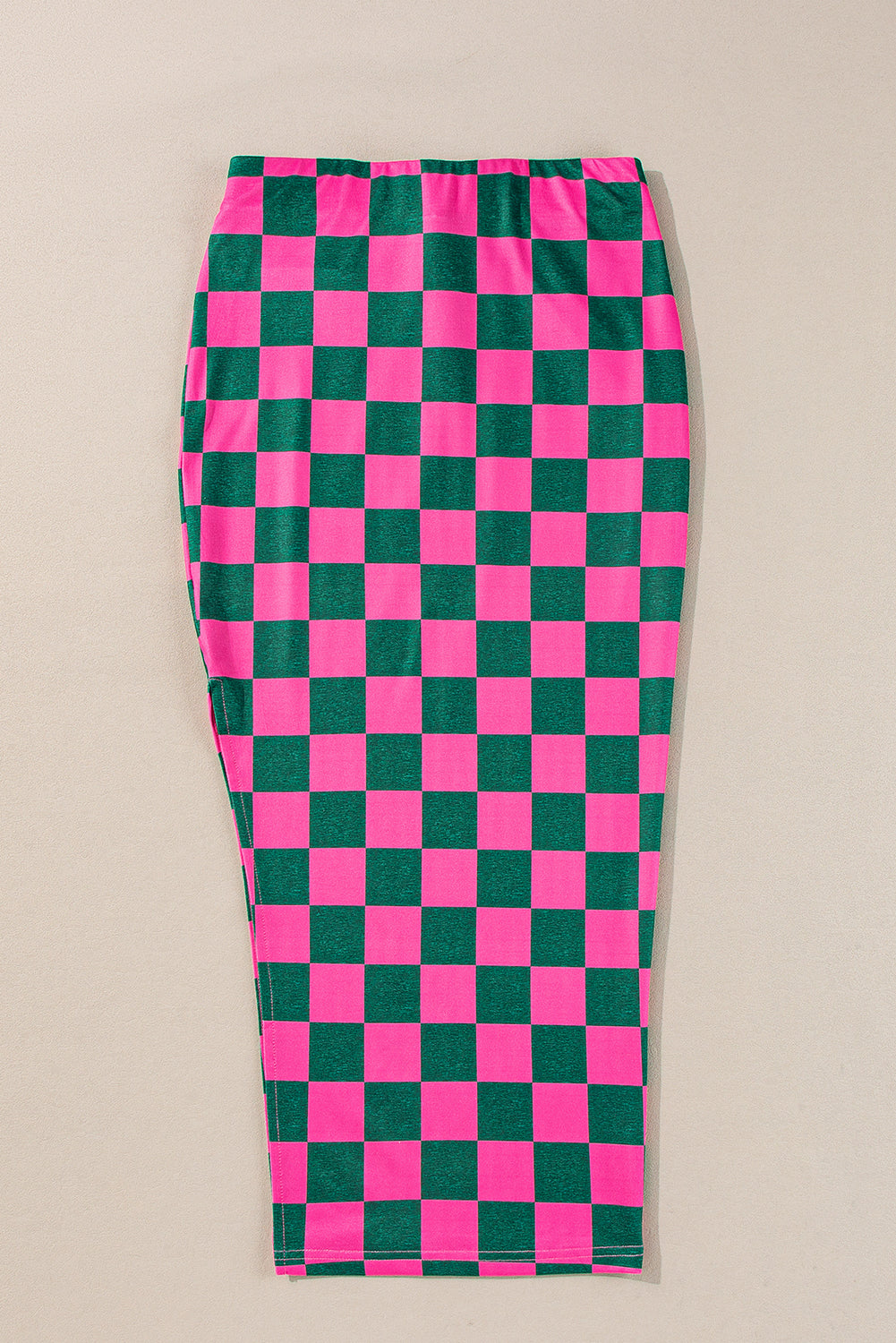 Rose Checkered High Waist Midi Skirt