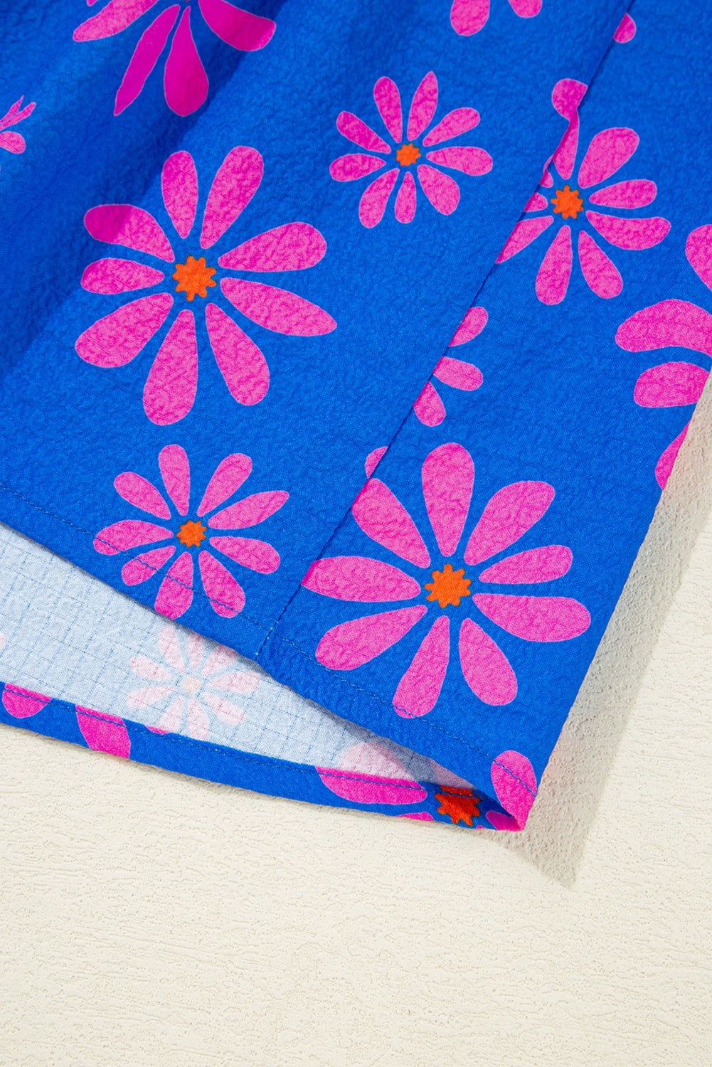 Blue Floral Colorblock Flutter Straps Flowy Tank Top