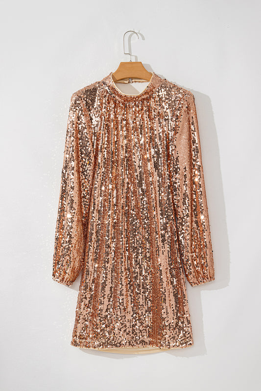 Gold Sequined Cutout Mini Dress
