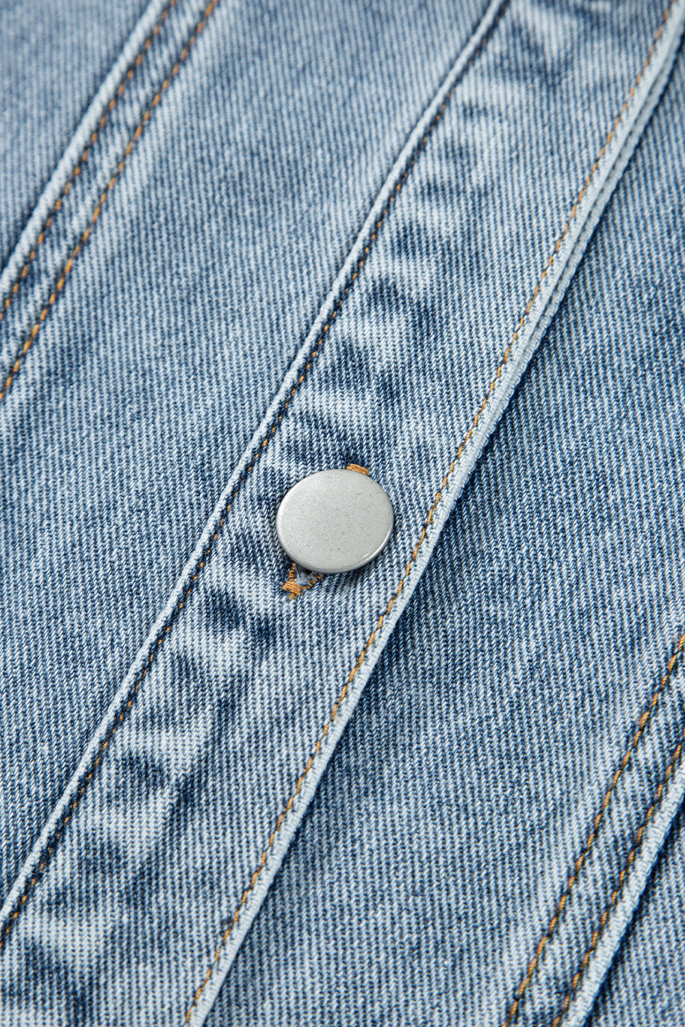 Myosotis Scallop Trim Collar Patched Pocket Button Up Denim Jacket