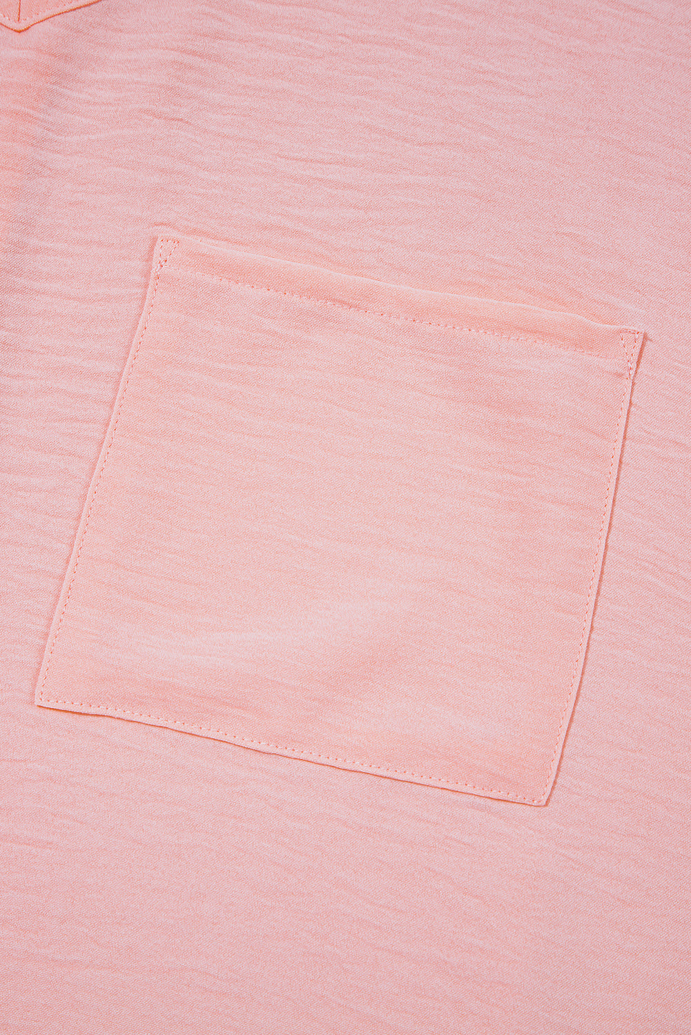 Pink Textured Half Sleeve V Neck Plus Size T Shirt with Chest Pocket