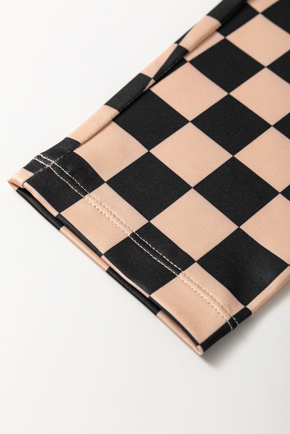 Khaki Checkered Pattern High Waist Leggings