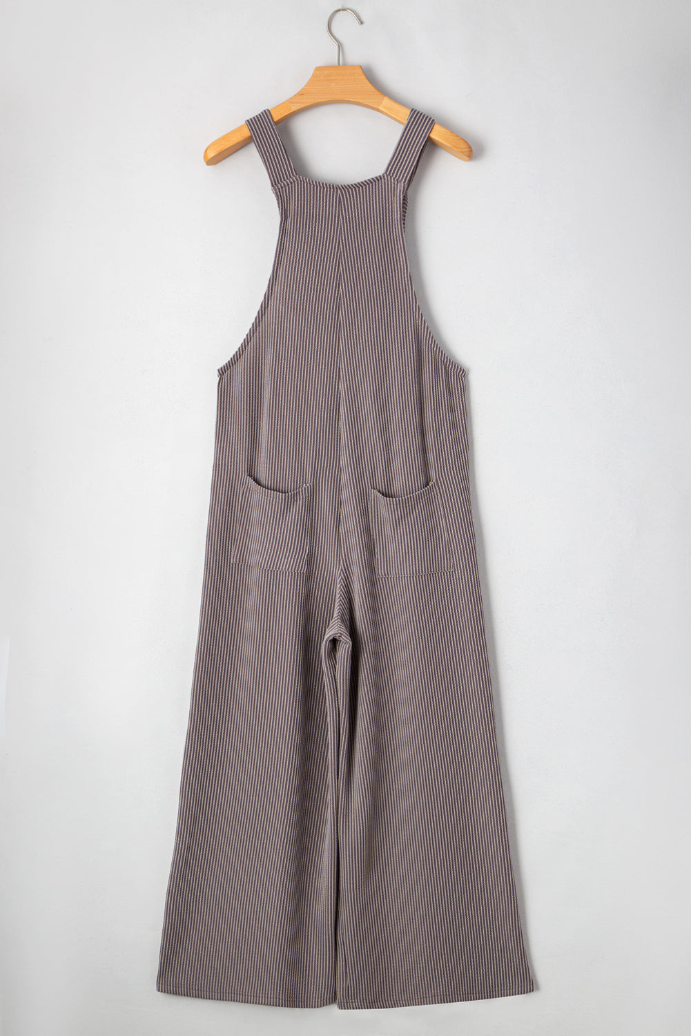 Gray Corded Adjustable Wide Leg Overall