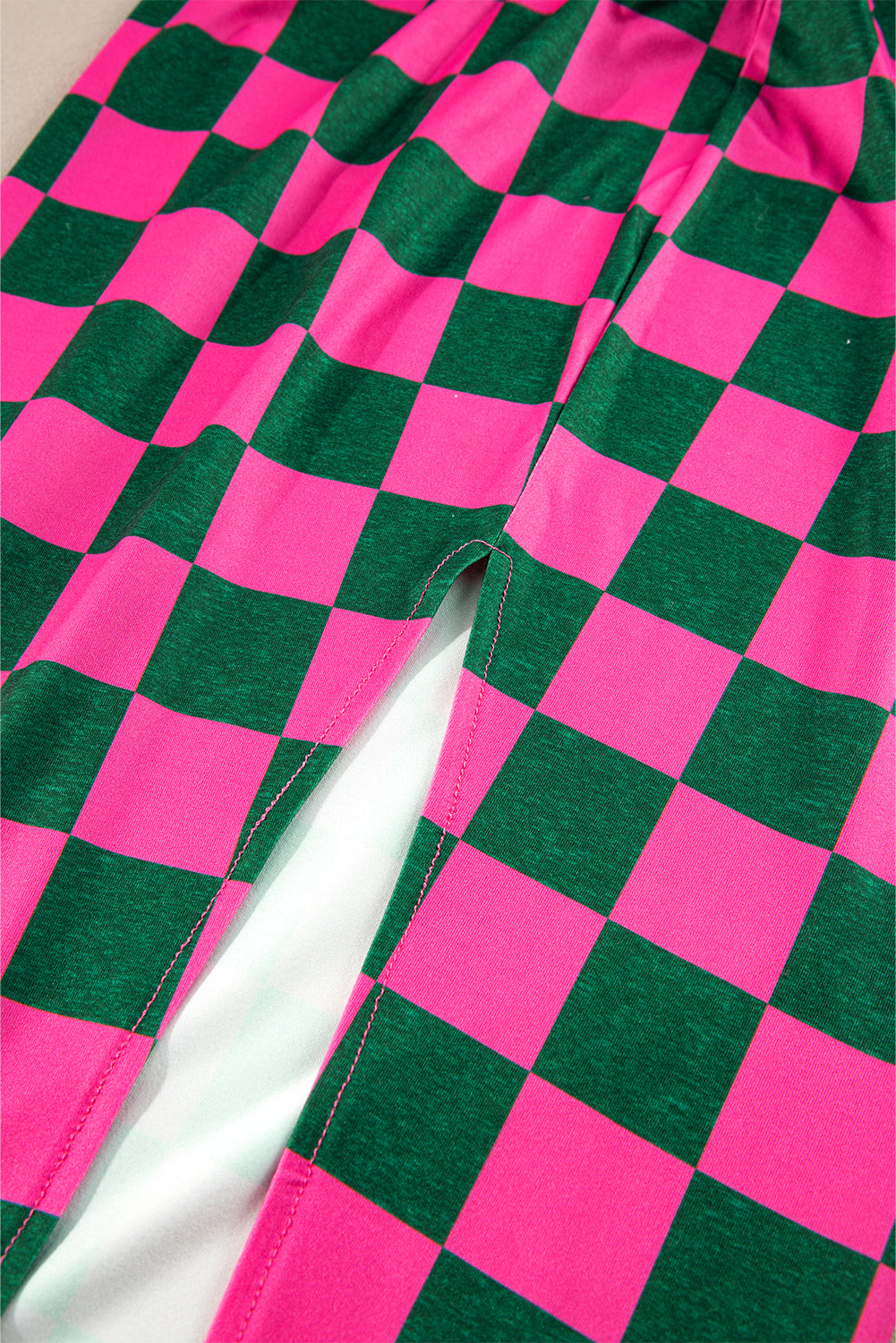 Rose Checkered High Waist Midi Skirt