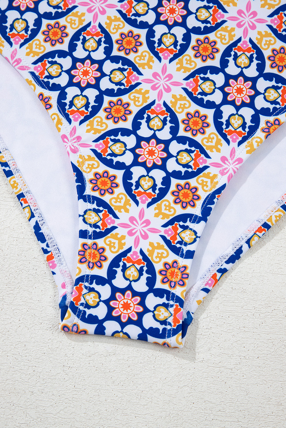 Yellow Floral Print V Neck One Piece Swimsuit