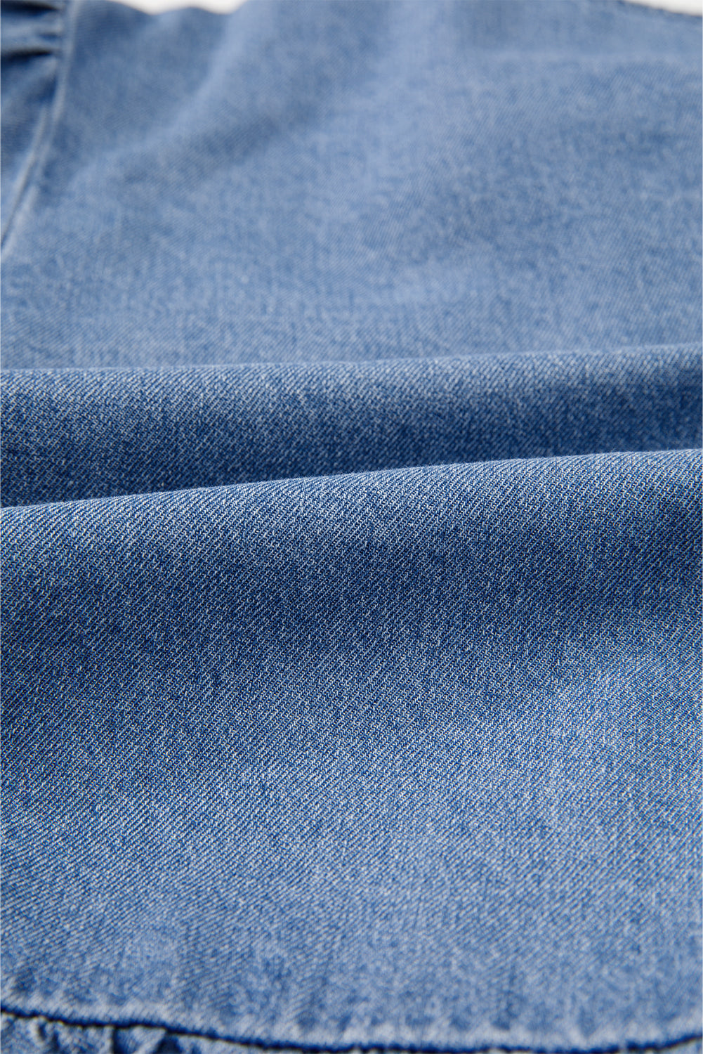 Tie Front Bubble Sleeve Denim Shirt