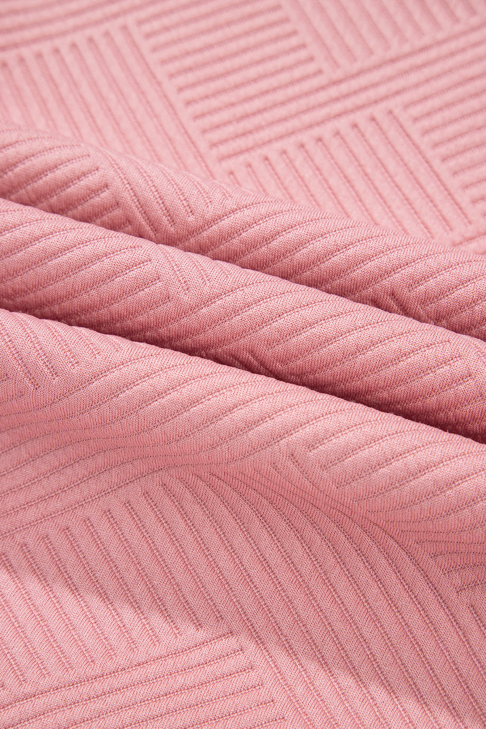 Pink Textured Colorblock Patchwork Tee Two Piece Shorts Set