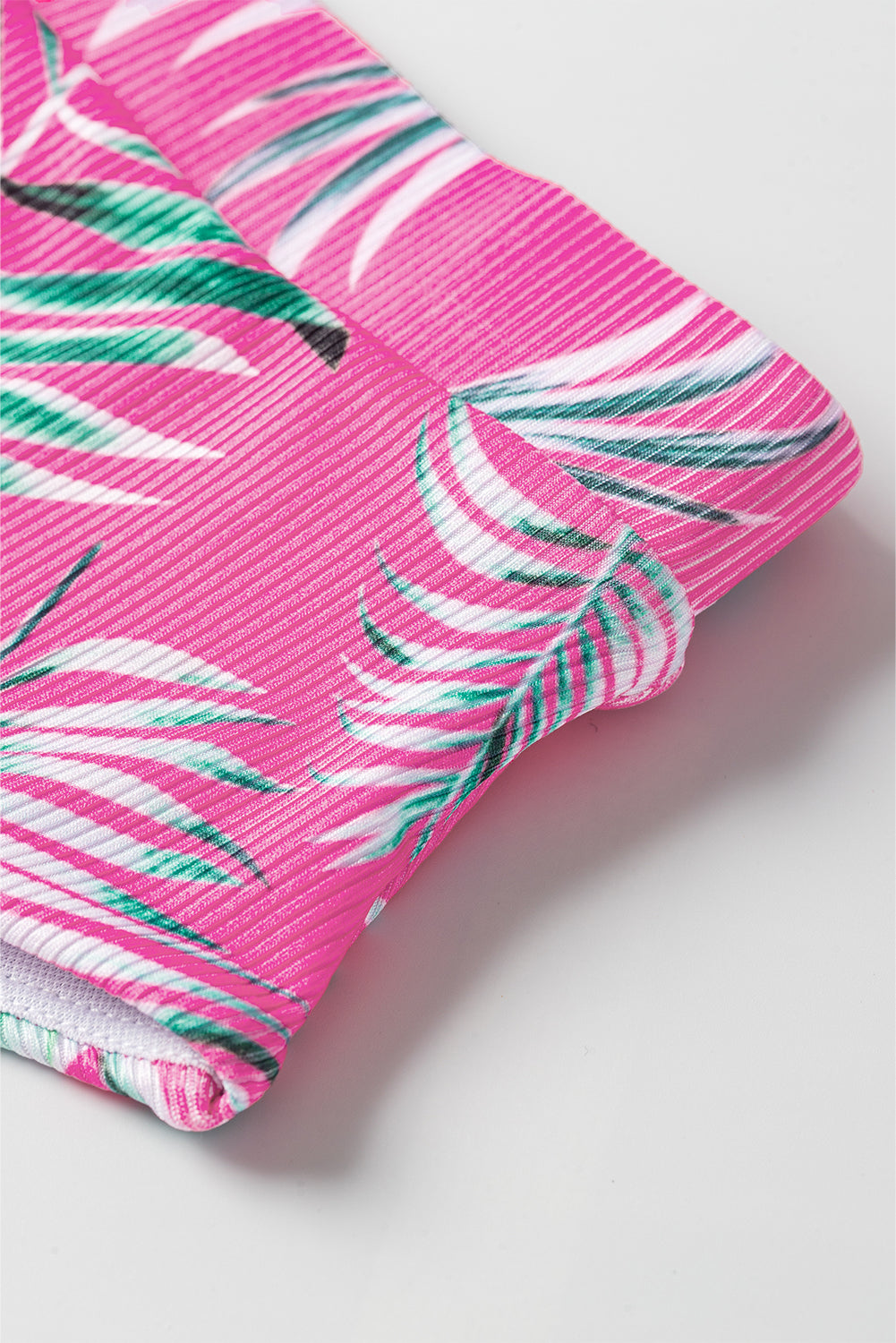 Rose Tropical Print Textured Bikini Bottoms BOTTOMS ONLY