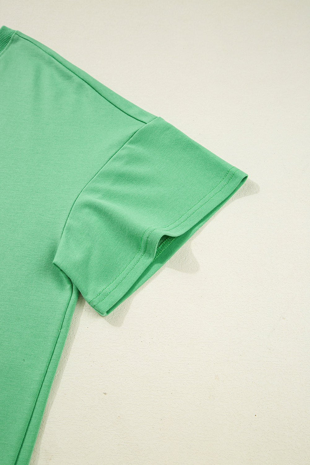 Mint Green Plus Size V Neck Tee Patched Pocket Drawstring Shorts Set