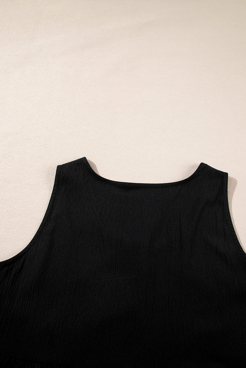 Black Plus Size Sleeveless Button Front Loose Jumpsuit