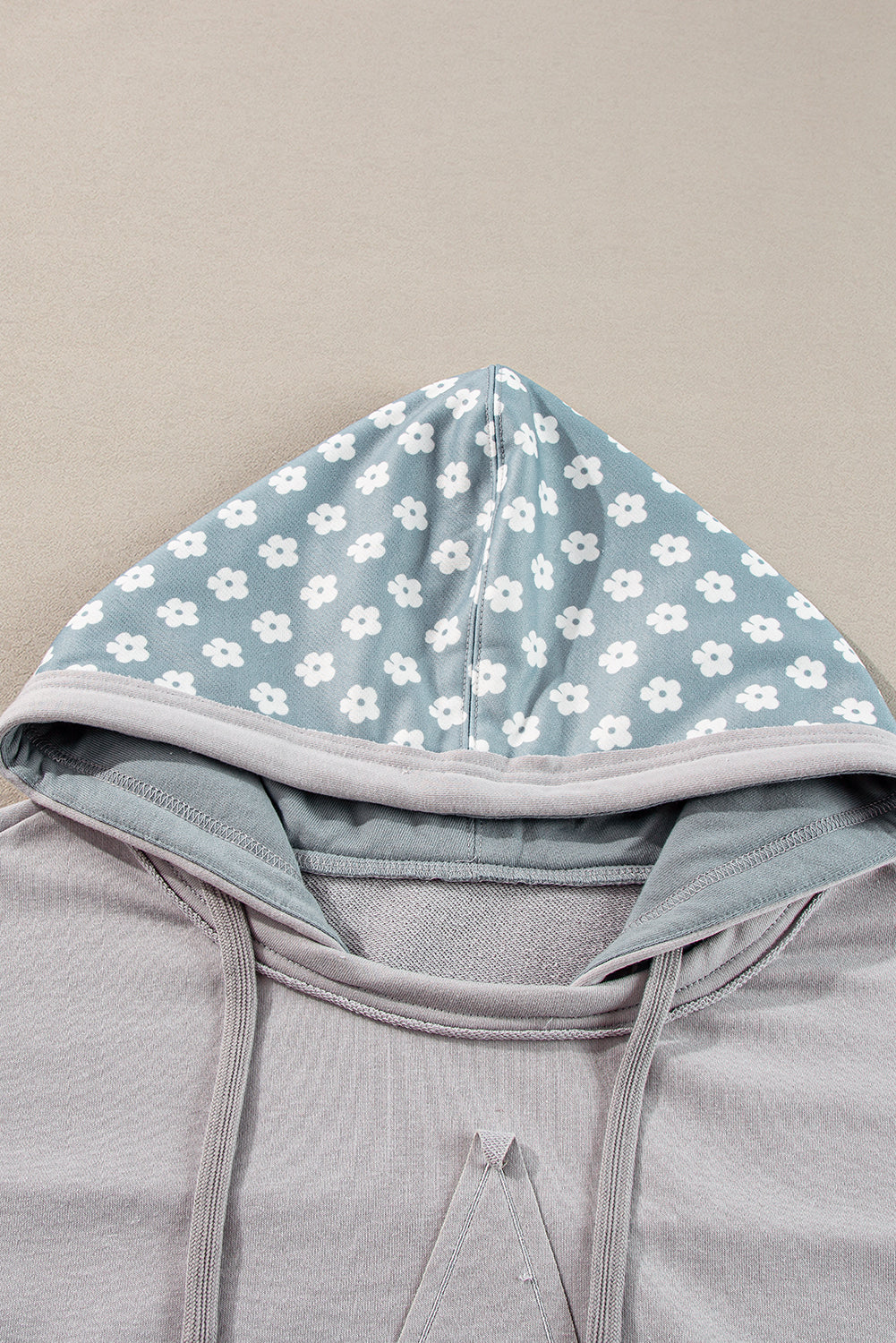 Blue Floral Patchwork Star Pattern Hoodie