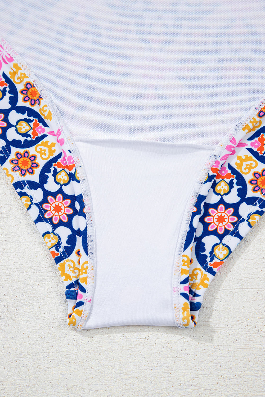 Yellow Floral Print V Neck One Piece Swimsuit
