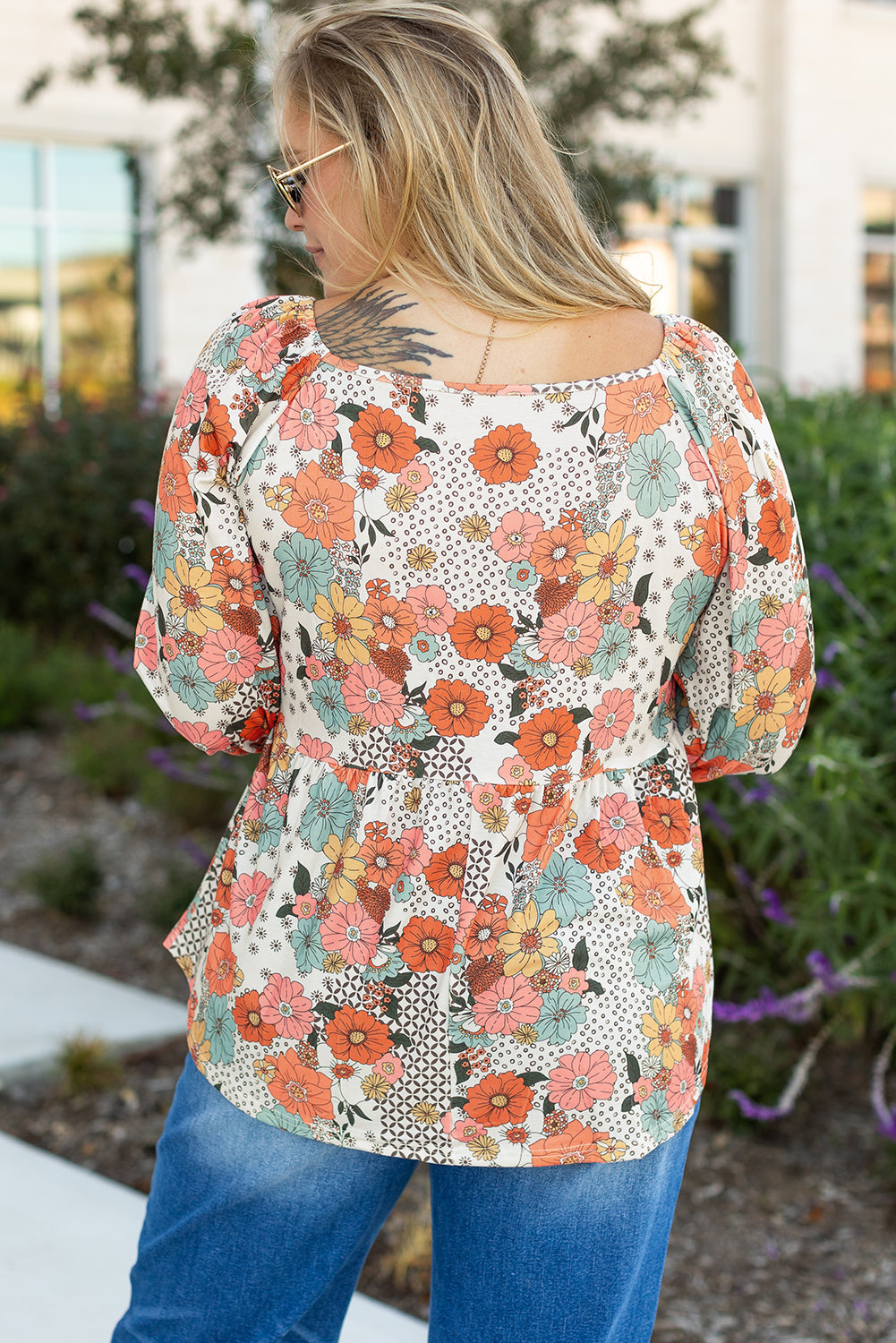 Fall Florals Peplum Blouse PLUS