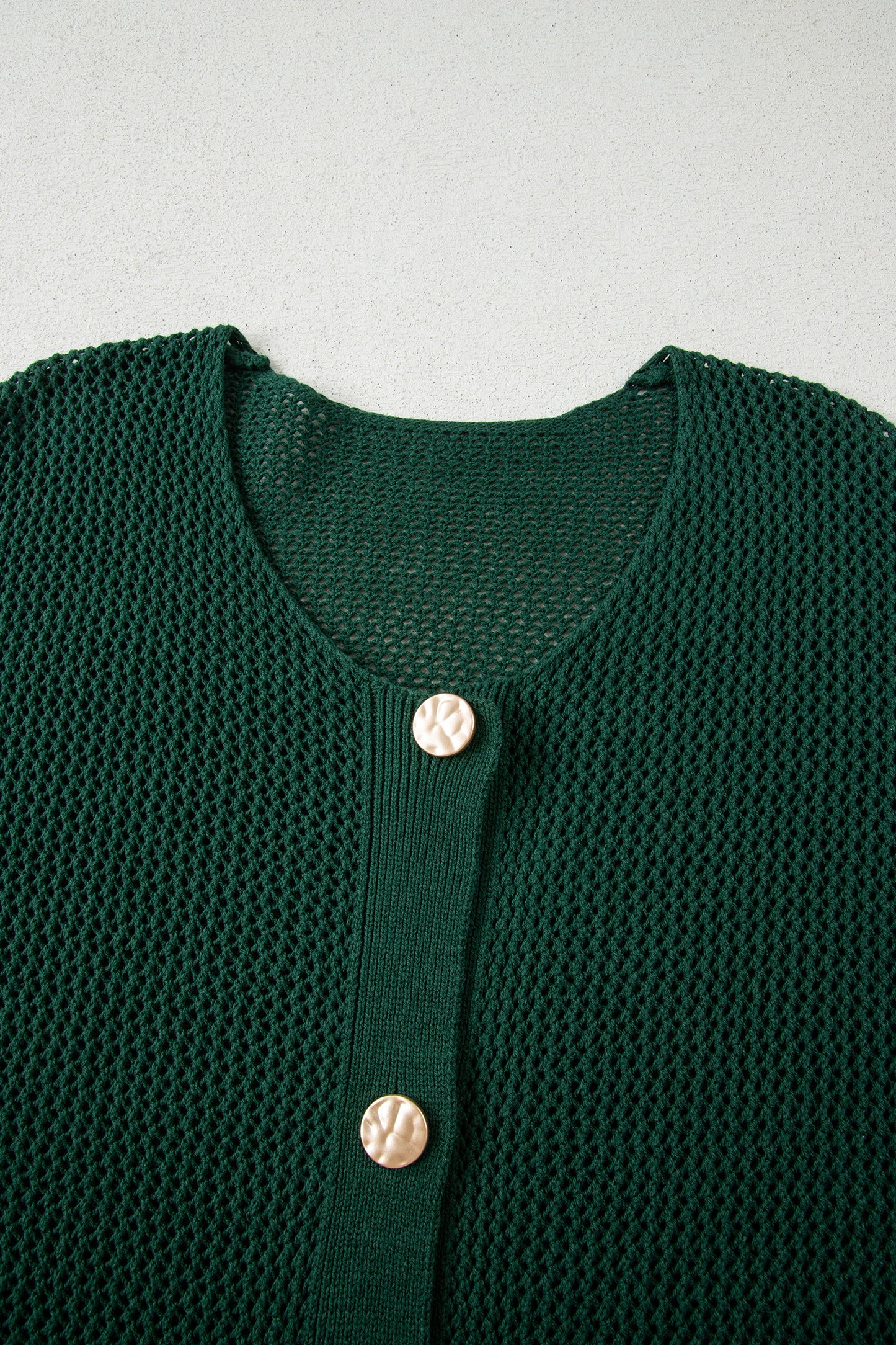Blackish Green Plus Size Golden Accent Buttons Short Sweater Cardigan