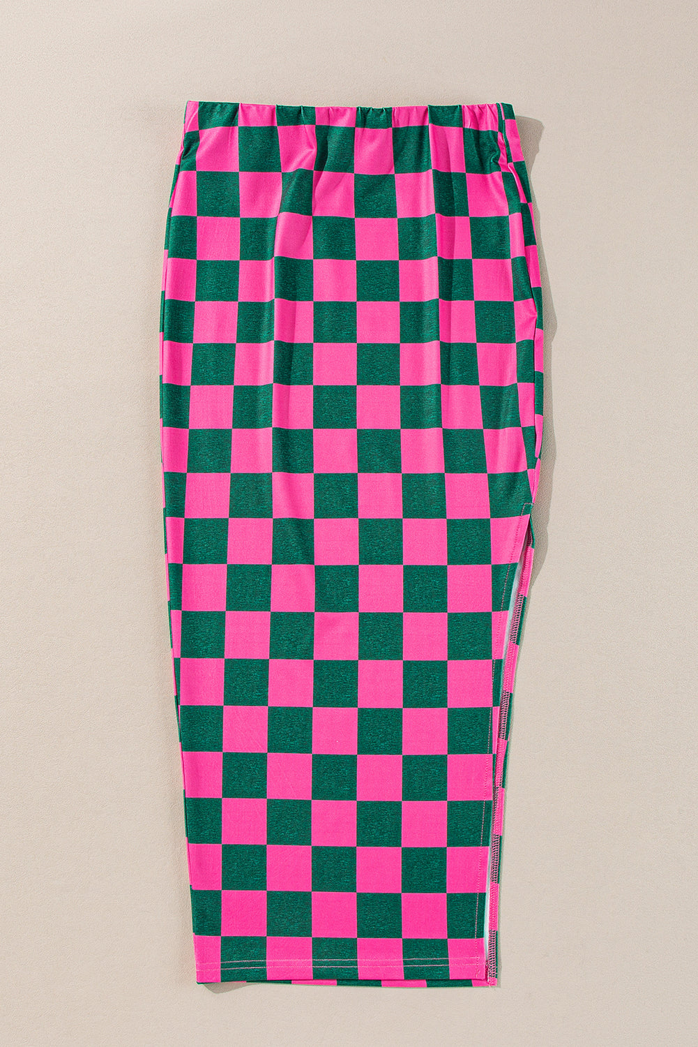 Rose Checkered High Waist Midi Skirt